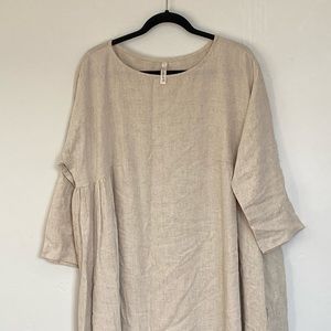 Cotton-linen blend midi dress